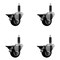 Service Caster 3'' Black Poly Swivel 1'' Expanding Stem Caster Set with Brake, 4PK SCC-EX20S314-PPUB-BLK-PLB-1-4 - alternate 1